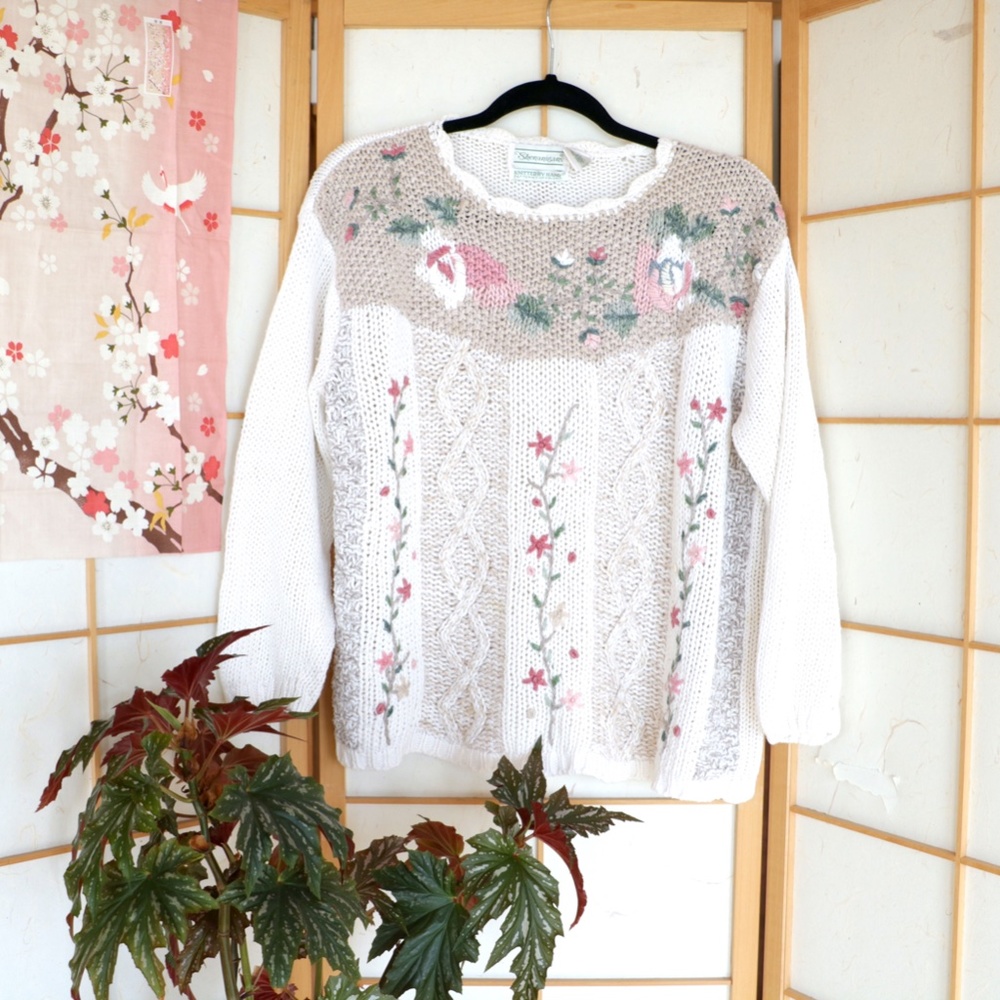 Hand Knit Cableknit Granny Sweater